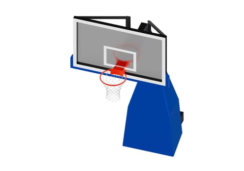 Professional basketball hoop on white background