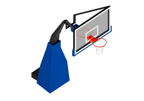 Professional basketball hoop on white background