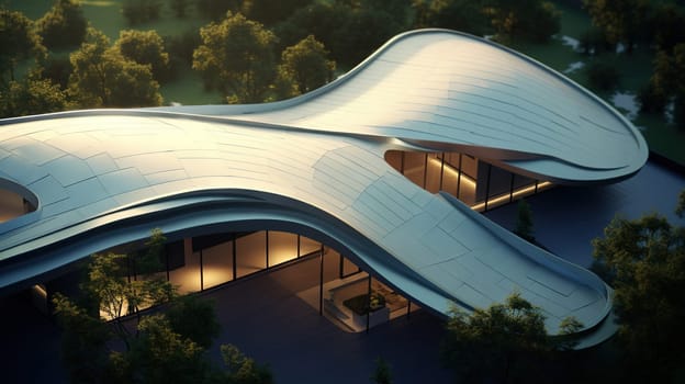 Abstract architecture design influenced by nature and soft forms. Generated AI