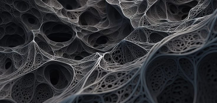 Scientific abstraction with futuristic textured tissue waves. Tech background with close-up wave bio texture. Generated AI