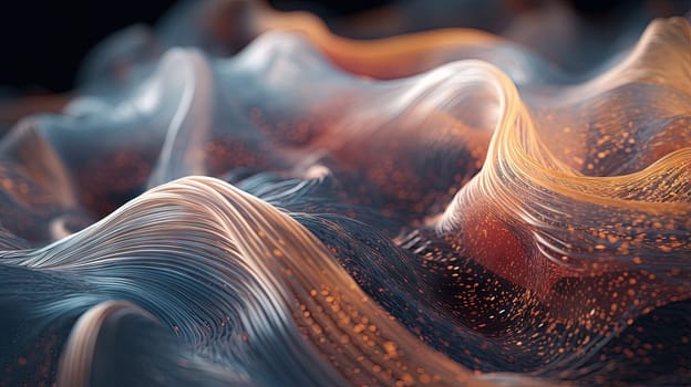 Scientific abstraction with futuristic textured tissue waves. Tech background with close-up wave bio texture. Generated AI