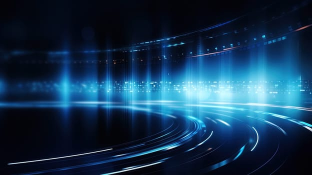 Vibrant abstract background with glowing neon lines and futuristic design. Generated AI