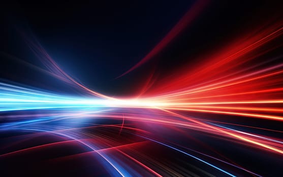 Vibrant abstract blue and red waveform with fluid motion and colorful gradients. Generated AI