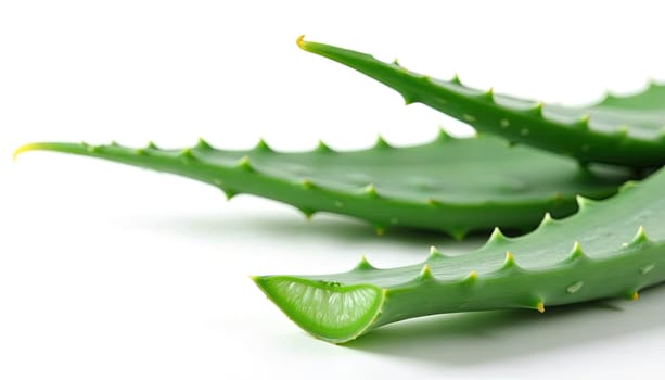 Close-up of fresh aloe vera leaves for health care. Generated AI.