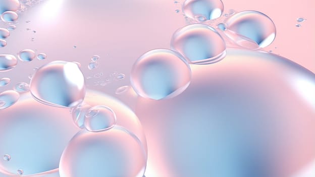 Abstract background with soft bubbles in pink and blue light. Holographic bubbles backdrop. Generated AI