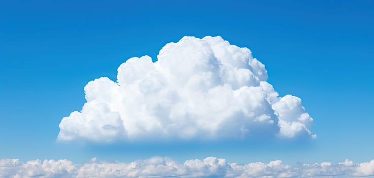 Single white cloud alone in the blue sky. Generated AI