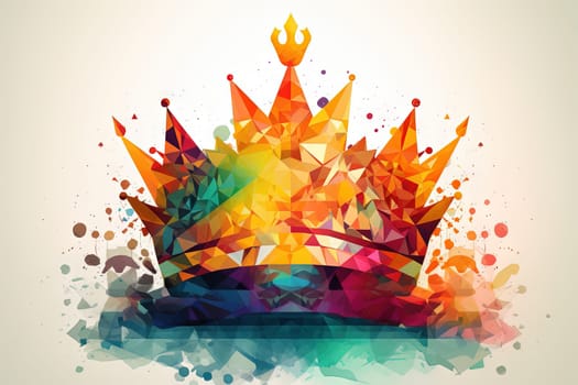 Colorful crown in the style of watercolor paint and ink splash or stroke. Generated AI
