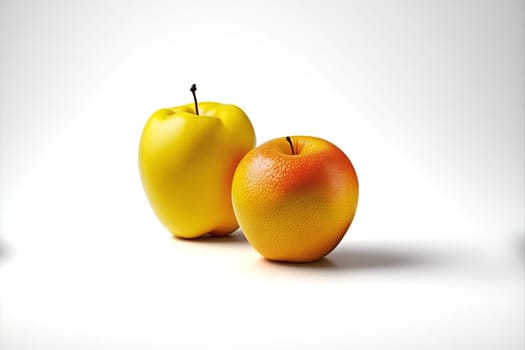 Assorted fruits set on white background. Fresh and juicy, sweet fantasy fruits. Generated AI
