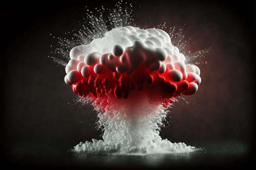 Abstract foam clouds with splashing forms and drops. Black and white foam cloud background. Generated AI.