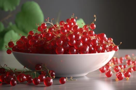 Red currant berries on background. Juicy red berries, fresh and sweet. Generated AI