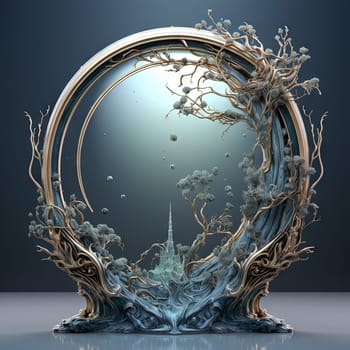 Ornate vintage frame in fantasy style with mysterious floral ornament. Fairy tale style retro frame. Generated AI.