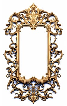 Golden ornamental frame in royal or empire style. Retro golden frame with vintage ornament. Generative AI