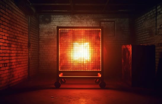 Neon lamp with square shape in the club or on the street. Generated AI