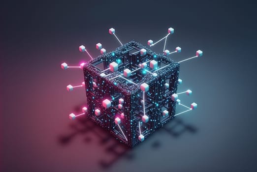 Abstract connection concept with complex technology structure of connected data. Generated AI.