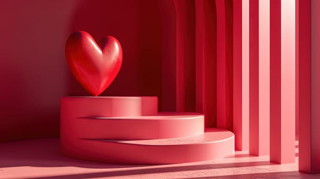 Valentine Day abstract composition with heart in 3D style. Generated AI