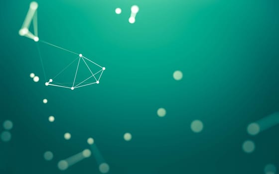 3d Abstract background. Molecules technology with polygonal shapes, connecting dots and lines. Connection structure. Big data visualization. 3d background.