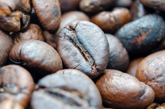 Roasted coffee beans with customizable space for text. Coffee beans concept.