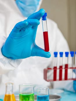 examine blood in the laboratory. Selective focus. medicine.