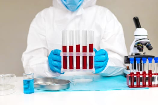 examine blood in the laboratory. Selective focus. medicine.