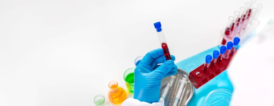 examine blood in the laboratory. Selective focus. medicine.
