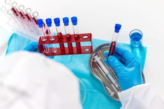 examine blood in the laboratory. Selective focus. medicine.