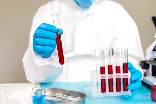 examine blood in the laboratory. Selective focus. medicine.