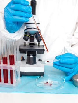examine blood in the laboratory. Selective focus. medicine.