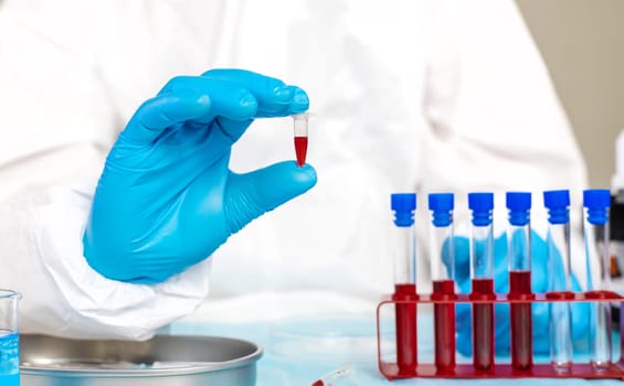 examine blood in the laboratory. Selective focus. medicine.
