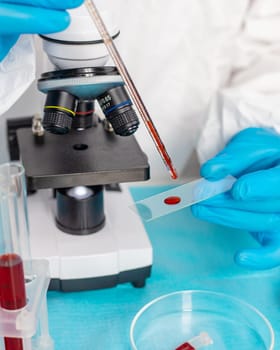 examine blood in the laboratory. Selective focus. medicine.