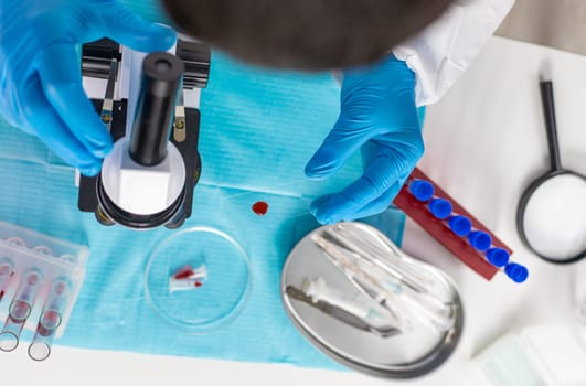 examine blood in the laboratory. Selective focus. medicine.