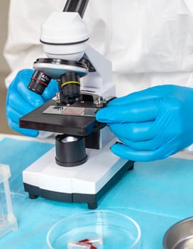examine blood in the laboratory. Selective focus. medicine.