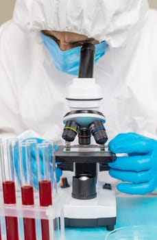 examine blood in the laboratory. Selective focus. medicine.