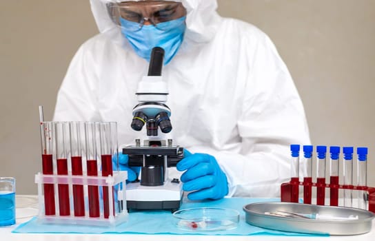 examine blood in the laboratory. Selective focus. medicine.