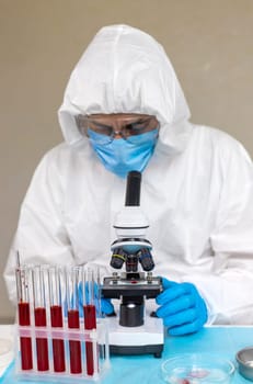 examine blood in the laboratory. Selective focus. medicine.