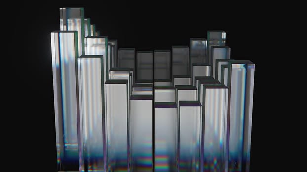 Waves glass cylinders. Computer generated 3d render