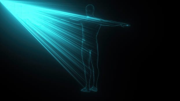 Hologram human body. Computer generated 3d render