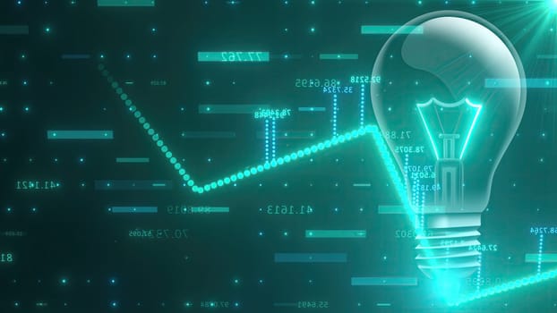 Stock market chart with light bulb. Computer generated 3d render