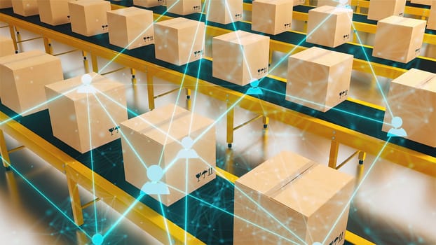 Delivery boxes with connection. Computer generated 3d render
