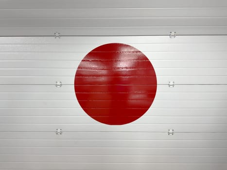 Creative integration of the Japanese flag into garage door design, symbolizing national identity, cultural pride and the influence of Japanese aesthetics in unexpected urban spaces