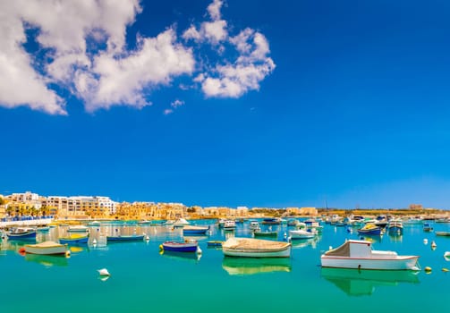 Cityscape of Birzebbuga, a popular tourist destination in Malta.