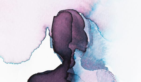 Created with watercolor, a silhouette of a person appears contemplative, surrounded by gentle washes of color blending together.