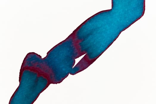 Two hands painted in vibrant blue and deep red hues stretch toward one another, symbolizing a moment of connection and unity. The watercolor technique adds a soft, flowing quality to the artwork.