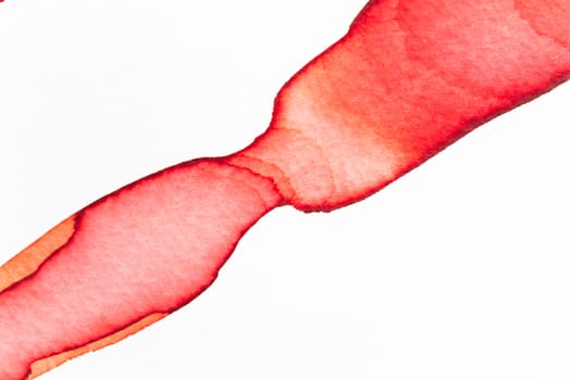 Vibrant red watercolor strokes blend smoothly, showcasing fluid shapes on a white background. The interplay of colors highlights the artist's technique and creativity in abstract representation.