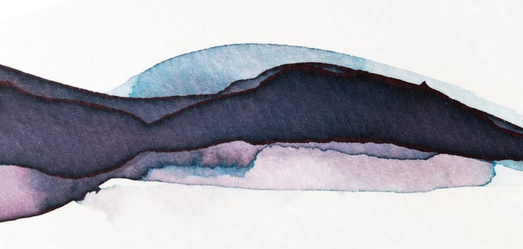 This abstract artwork showcases fluid shapes blending harmoniously in shades of blue and black, creating an intriguing visual flow. The soft edges enhance the serene atmosphere of the composition.