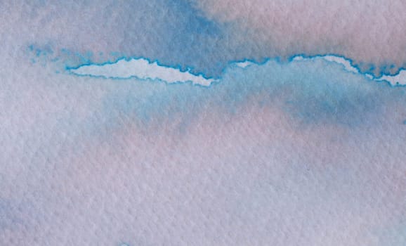 Soft shades of blue and pink create a dreamy watercolor depiction of clouds drifting across the sky during sunrise, capturing the tranquil beauty of early morning light.