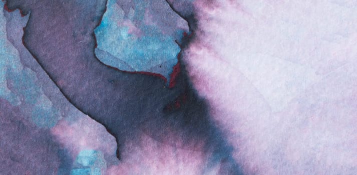 Swirling colors blend harmoniously in a captivating abstract watercolor creation that evokes a sense of calm and introspection. Soft blues and purples merge with subtle hints of red.