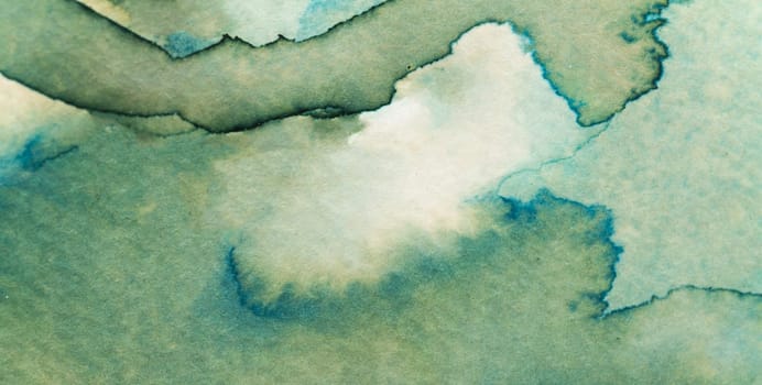 This vibrant watercolor piece displays a harmonious composition of gentle green and blue shades blending seamlessly.