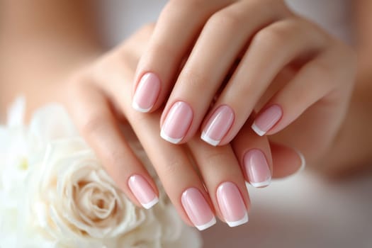 Nails manicure with file. Woman beautiful nail care. after filling..