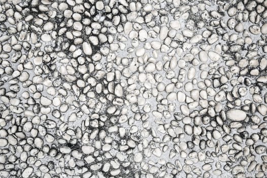 background with rough sidewalk texture with natural white pebbles. Surface of decorative pavement