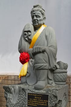 Kuala Lumpur, Malaysia - Feb.19, 2025: Statue no.21 of the 24 Filial Exemplars collection at Thean Hou Temple, depicts Meng Zong, who cried, and the bamboo sprouted